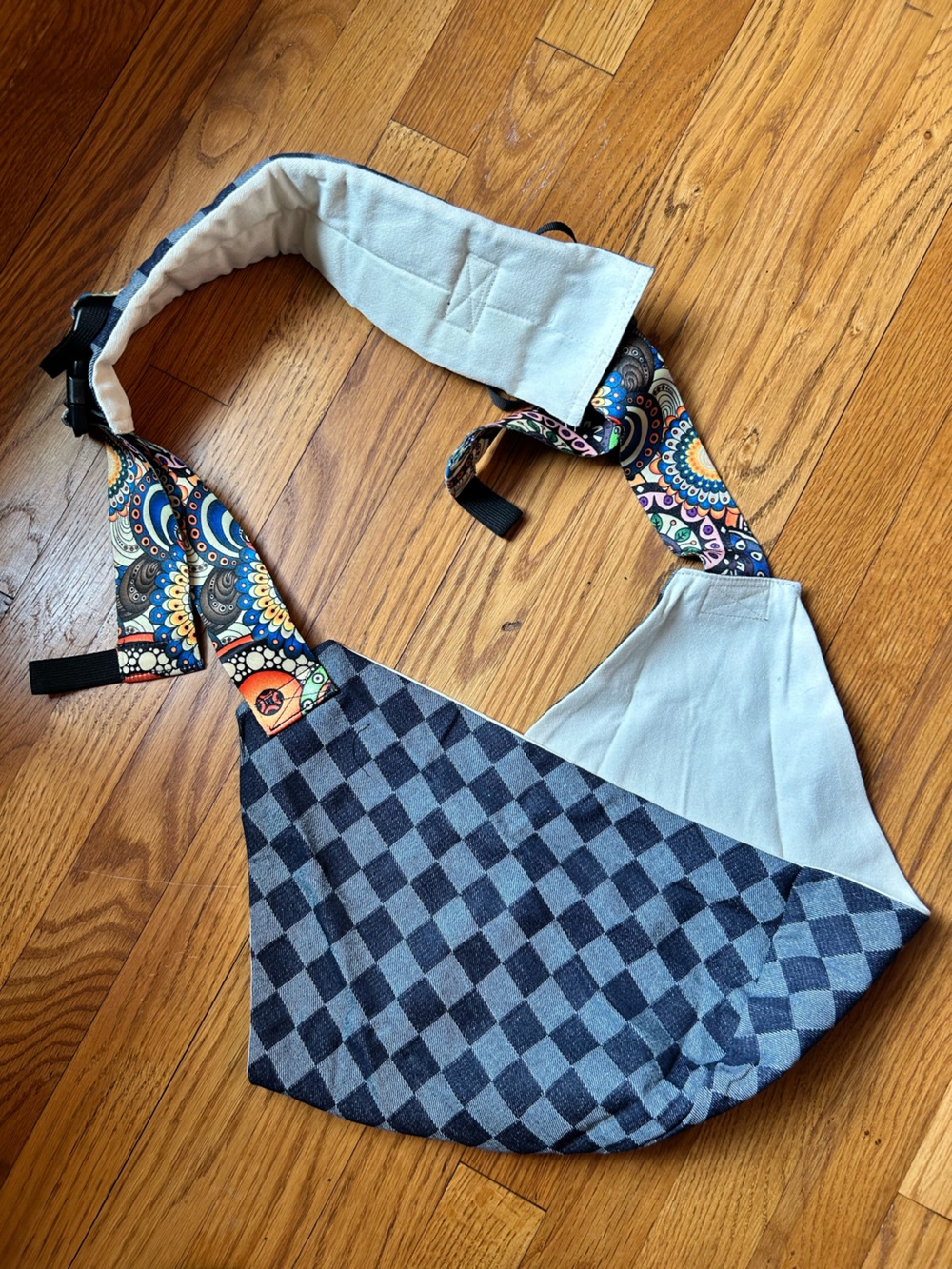 Kids Patterned Blue Check Sling Carrier